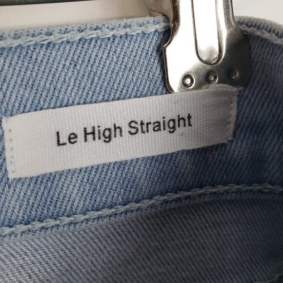 Frame Le High Straight Jeans Cascade Fringe Hem Light Blue Wash Womens Size 25 - Picture 9 of 13